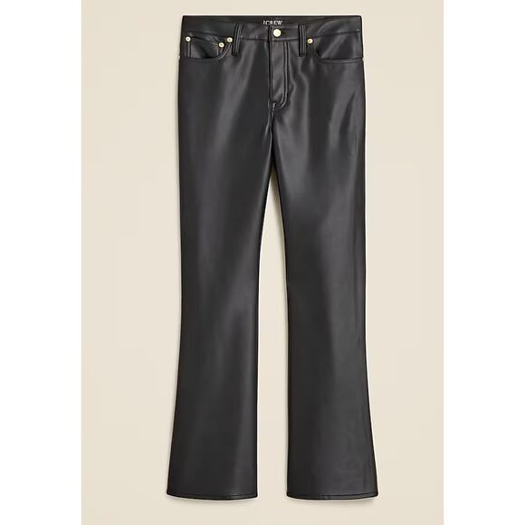 J. Crew‎ Pants Womens Tall Mid-rise Bootcut Faux Leather Black Size 26T - Picture 1 of 8